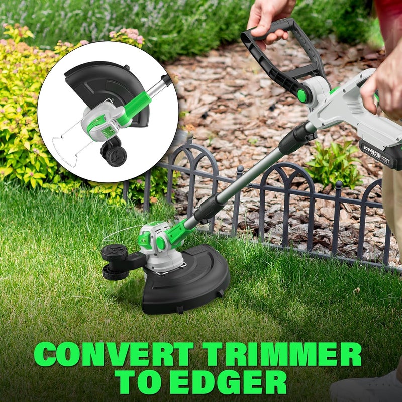 SOYUS 20V Cordless Electric Weed Wacker, 12 Inch String Trimmer Battery Powered with Auto Line Feed, Lightweight Grass Trimmer for Lawn Trimming/Edging with 2X 2.0 Ah Battery and Charger - Image 2